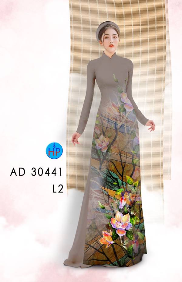 Vải Áo Dài Hoa In 3D AD 30441 8